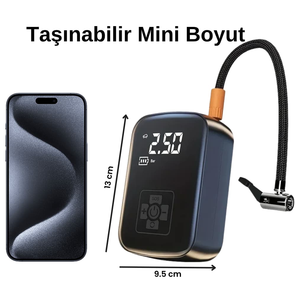 Taşınabilir Otomatik Mini Hava Kompresörü, Lastik Şişirme Pompası