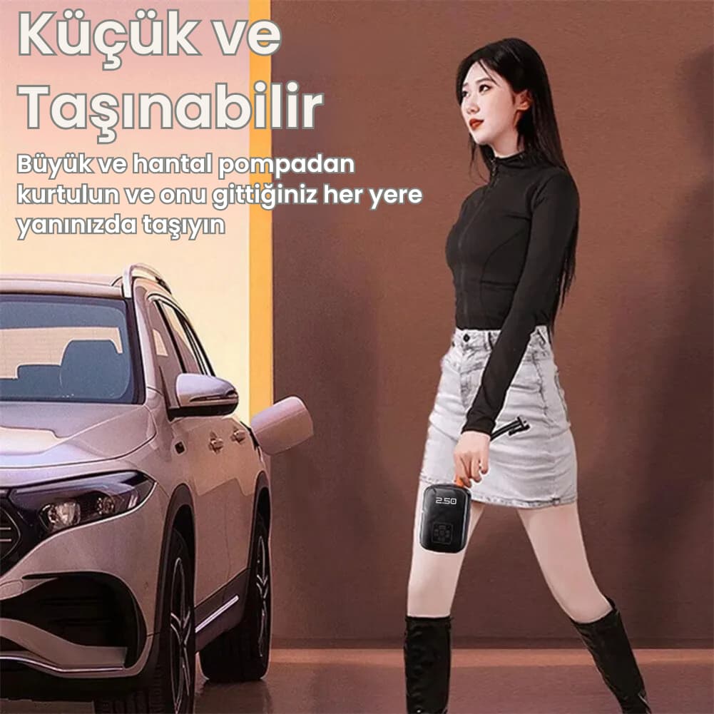 Taşınabilir Otomatik Mini Hava Kompresörü, Lastik Şişirme Pompası